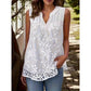 👚 LIMITED-TIME 50% OFF! ✨ Floral Lace Sleeveless Shirt – V-Neck, Sheer Overlay, Lightweight 🌸