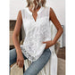 👚 LIMITED-TIME 50% OFF! ✨ Floral Lace Sleeveless Shirt – V-Neck, Sheer Overlay, Lightweight 🌸