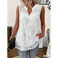 👚 LIMITED-TIME 50% OFF! ✨ Floral Lace Sleeveless Shirt – V-Neck, Sheer Overlay, Lightweight 🌸