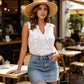 👚 LIMITED-TIME 50% OFF! ✨ Floral Lace Sleeveless Shirt – V-Neck, Sheer Overlay, Lightweight 🌸