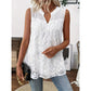 👚 LIMITED-TIME 50% OFF! ✨ Floral Lace Sleeveless Shirt – V-Neck, Sheer Overlay, Lightweight 🌸
