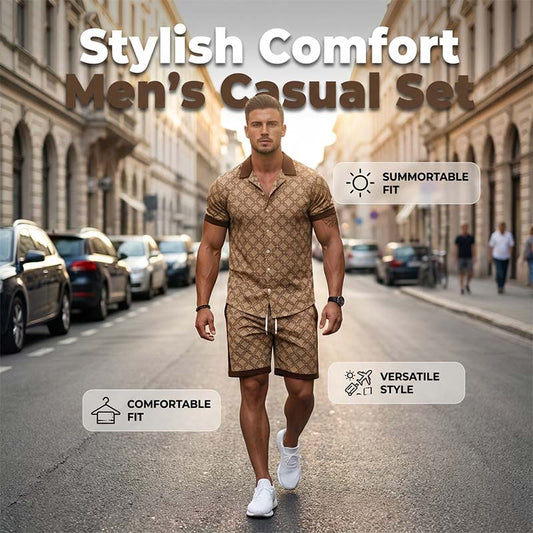 👕 LIMITED-TIME 50% OFF! ✨ Men's Printed 2-Piece Summer Set – Slim Fit, Breathable, Urban Style ☀️