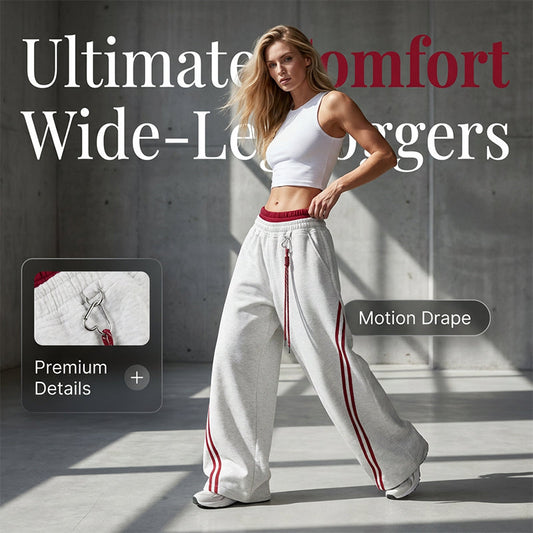 👖 LIMITED-TIME 50% OFF! ✨ Wide Leg Sweatpants – Side Stripes, Contrast Waist, Streetwear Ready 🎯