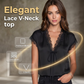 👚 LIMITED-TIME 50% OFF! ✨ Women's V-Neck Lace Top – Short Sleeve, Elegant, Day to Night 🌸