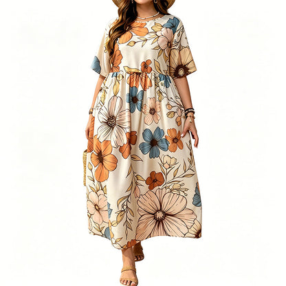 👗 LIMITED-TIME 50% OFF! ✨ Women's Round Neck Maxi Dress – Elegant, Flowy, Timeless 🌸