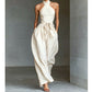 👗 LIMITED-TIME 50% OFF! ✨ Halter Sleeveless Jumpsuit – Crisscross Neck, Waist Tie, Wide Leg 🌟