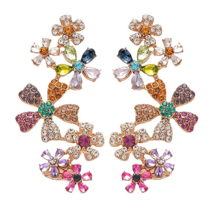 🌸 LIMITED-TIME 50% OFF! ✨ Vibrant Floral Crawler Earrings – Multicolor Rhinestone, Lightweight, Hypoallergenic 💎