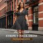 👗 LIMITED-TIME 50% OFF! ✨ Plus Size Vertical Stripe V-Neck Dress – Slimming, Flowy, Elegant 🌟