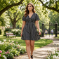 👗 LIMITED-TIME 50% OFF! ✨ Plus Size Vertical Stripe V-Neck Dress – Slimming, Flowy, Elegant 🌟