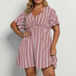 👗 LIMITED-TIME 50% OFF! ✨ Plus Size Vertical Stripe V-Neck Dress – Slimming, Flowy, Elegant 🌟