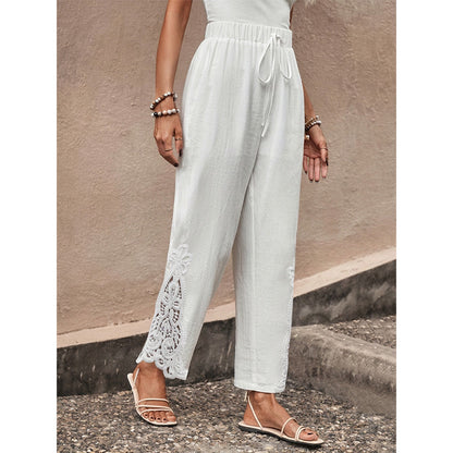 👖 LIMITED-TIME 50% OFF! ✨ Women's Wide-Leg Pants – Breathable, Lace Crochet, Drawstring Waist 🌸