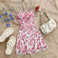 👗 LIMITED-TIME 50% OFF! ✨ Floral Ruched Mini Dress – Spaghetti Straps, Backless, Beach Ready 🌸