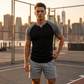 👕 LIMITED-TIME 50% OFF! ✨ Men's V-Notch Raglan T-Shirt – Quick-Dry, Slim Fit, Two-Tone 🏋️