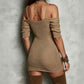👗 LIMITED-TIME 50% OFF! ✨ Women's Off-Shoulder Bodycon Mini Dress – Deep V-Neck, Curve-Hugging, Breathable 🌟