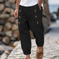 👖 LIMITED-TIME 50% OFF! ✨ Men's Cotton-Linen Trousers – Button Front, Drawstring Waist, Relaxed Fit ☀️