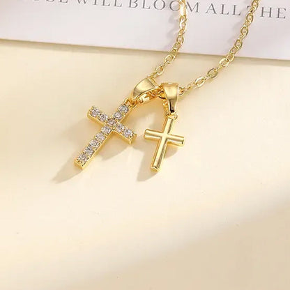 📿 LIMITED-TIME 50% OFF! 💥 Elegant Double Cross Pendant Necklace – Radiant Finish, Lightweight, Trendy Urban Style ✨