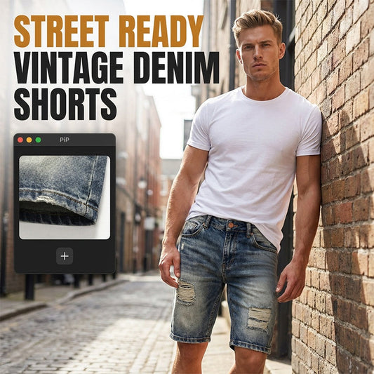 👖 LIMITED-TIME 50% OFF! 💥 Vintage Distressed Denim Shorts – Straight Slim Cut, Durable Hardware, Street Style ✨