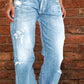 👖 LIMITED-TIME 50% OFF! 💥 Women's Distressed Slim Fit Flare Jeans – Edgy Ripped, Vintage Wash, Leg-Elongating ✨