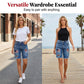 👖LIMITED-TIME 50% OFF! 💥 Summer Street Style Frayed Hem Jean Shorts – Distressed Patches, Mid-Waist Bermuda Fit ✨