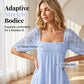 👗 LIMITED-TIME 50% OFF! 💥 Women's Square Neck Smocked Dress – Lace Trims, Stretch Bodice, Open Back Tie ✨