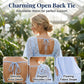 👗 LIMITED-TIME 50% OFF! 💥 Women's Square Neck Smocked Dress – Lace Trims, Stretch Bodice, Open Back Tie ✨