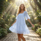 👗 LIMITED-TIME 50% OFF! 💥 Women's Square Neck Smocked Dress – Lace Trims, Stretch Bodice, Open Back Tie ✨