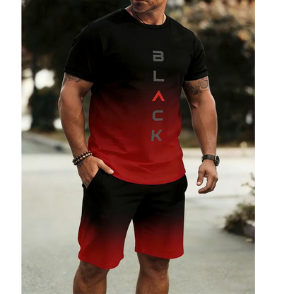 👕 LIMITED-TIME 50% OFF! 💥 Men's Gradient T-Shirt and Shorts Set – Coordinated, Breathable, Athletic Fit ✨