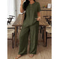 👕 LIMITED-TIME 50% OFF! 💥 Plus Size Women's Casual Long Sleeve Shirt & Loose Pants Set – Breathable, Crinkle Drape, Relaxed ✨
