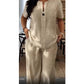 👕 LIMITED-TIME 50% OFF! 💥 Plus Size Women's Casual Long Sleeve Shirt & Loose Pants Set – Breathable, Crinkle Drape, Relaxed ✨