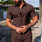 👕 LIMITED-TIME 50% OFF! 💥 Men's Casual Short Sleeve Shirt & Shorts Set – Button-Down Collar, Drawstring Waist, Breathable ✨