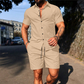 👕 LIMITED-TIME 50% OFF! 💥 Men's Casual Short Sleeve Shirt & Shorts Set – Button-Down Collar, Drawstring Waist, Breathable ✨
