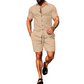 👕 LIMITED-TIME 50% OFF! 💥 Men's Casual Short Sleeve Shirt & Shorts Set – Button-Down Collar, Drawstring Waist, Breathable ✨