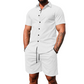 👕 LIMITED-TIME 50% OFF! 💥 Men's Casual Short Sleeve Shirt & Shorts Set – Button-Down Collar, Drawstring Waist, Breathable ✨