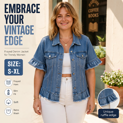 👖 LIMITED-TIME 50% OFF! 💥 Women's Summer Ruffled Sleeve Denim Jacket – Breezy, Feminine, Layering Essential ✨