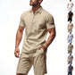 👕 LIMITED-TIME 50% OFF! 💥 Men's Casual Top & Shorts 2-Piece Set – Linen Blend, Lapel Collar, Elastic Waist ✨