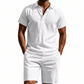 👕 LIMITED-TIME 50% OFF! 💥 Men's Casual Top & Shorts 2-Piece Set – Linen Blend, Lapel Collar, Elastic Waist ✨