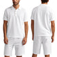 👕 LIMITED-TIME 50% OFF! 💥 Men's Casual Top & Shorts 2-Piece Set – Linen Blend, Lapel Collar, Elastic Waist ✨
