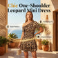 🐆 LIMITED-TIME 50% OFF! 💥 Chic One-Shoulder Leopard Mini Dress – Ruched Bodice, Tiered Ruffle, Asymmetric ✨