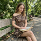 🐆 LIMITED-TIME 50% OFF! 💥 Chic One-Shoulder Leopard Mini Dress – Ruched Bodice, Tiered Ruffle, Asymmetric ✨
