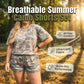 🌿 LIMITED-TIME 50% OFF! 💥 Women's Plus Camo Top & Shorts Set – Breathable, Relaxed Fit, Drawstring Waist ✨