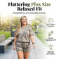 🌿 LIMITED-TIME 50% OFF! 💥 Women's Plus Camo Top & Shorts Set – Breathable, Relaxed Fit, Drawstring Waist ✨