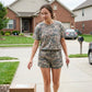🌿 LIMITED-TIME 50% OFF! 💥 Women's Plus Camo Top & Shorts Set – Breathable, Relaxed Fit, Drawstring Waist ✨