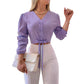 👚 LIMITED-TIME 50% OFF! 💥 Women's Elegant V-Neck Tie-Waist Top – Adjustable Waist, Long Sleeves, Soft Fabric ✨