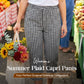 👖 LIMITED-TIME 50% OFF! ✨ Gingham Capri Pants – Drawstring Waist, Cotton-Linen, Breathable 🌿