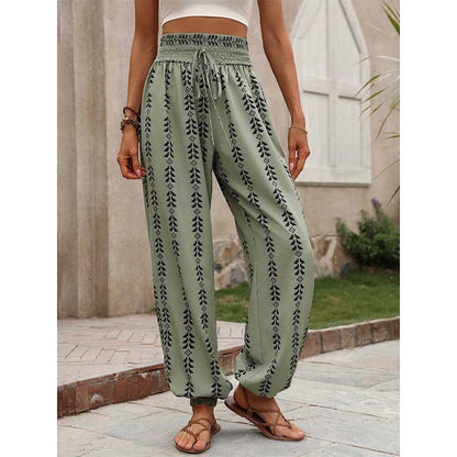 👖 LIMITED-TIME 50% OFF! 💥 Women's Smocked High Waist Printed Lantern Pants – Flowy, Breathable, Boho Style ✨