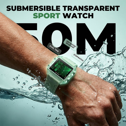 ⌚ LIMITED-TIME 50% OFF! 💥 Waterproof Transparent Digital Watch – 50M Rating, Luminous Display, Hybrid Time ✨