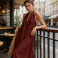 👗 LIMITED-TIME 50% OFF! 💥 Elegant Summer Casual Halter Maxi Dress – Deep V-Neck, A-Line, Hidden Pockets ✨