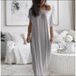 👗 LIMITED-TIME 50% OFF! 💥 Women's Summer Casual Loose Solid Color Short-Sleeve Long Dress – Side Pockets, Breathable, Travel-Friendly ✨