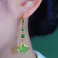 🍃 LIMITED-TIME 50% OFF! 💥 Elegant Ginkgo Leaf Tassel Earrings – Green Stone, Lightweight, Nature-Inspired ✨