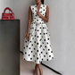 👗 LIMITED-TIME 50% OFF! 💥 Women's Polka Dot Sleeveless V-Neck Dress – Classic Print, Adjustable Tie, Versatile ✨